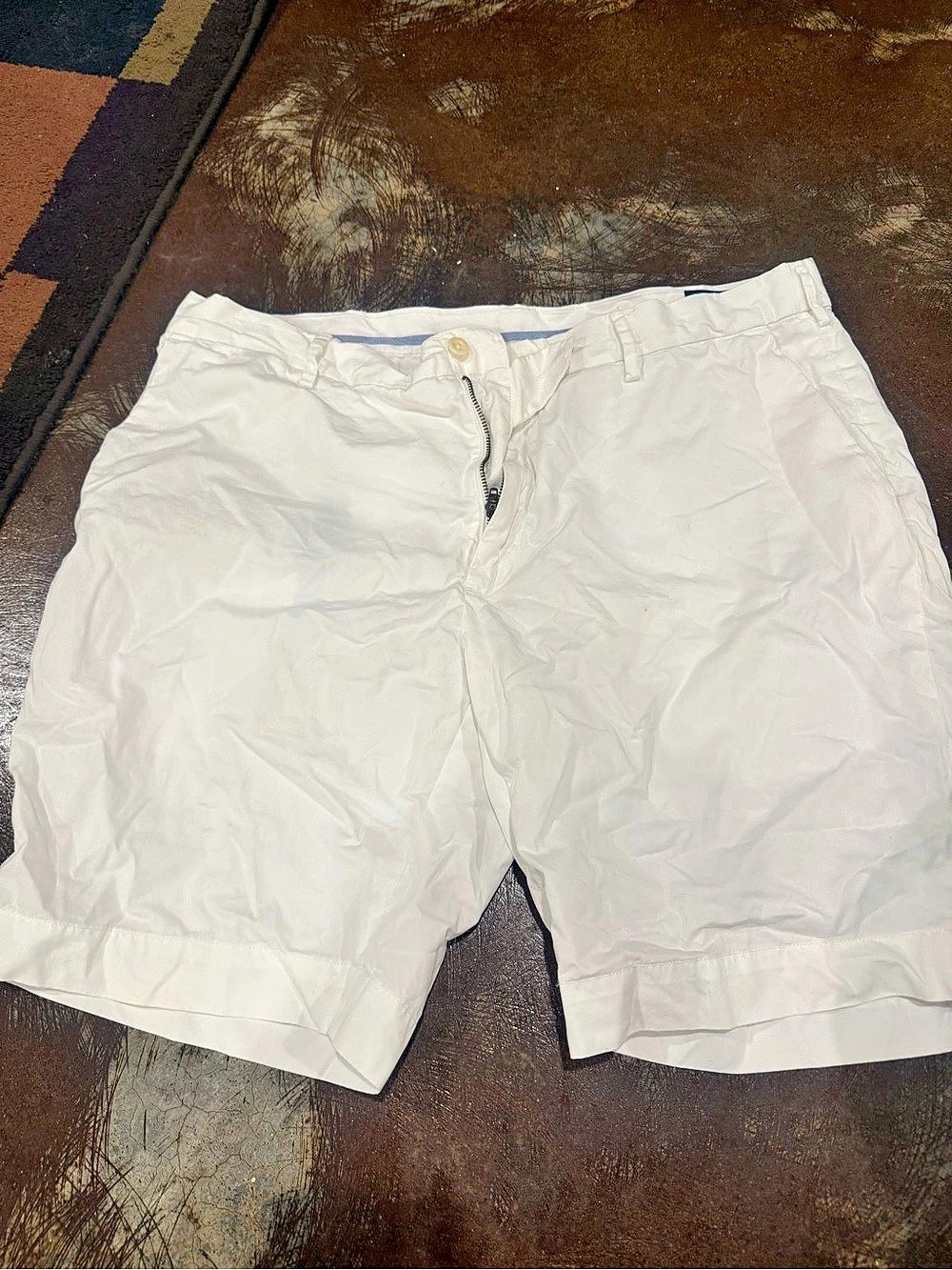 Polo Ralph Lauren Men's Nylon Flat Front Shorts White Waist 38